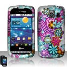 Hard Plastic Rubber Feel Design Case for LG Vortex VS660 - Purple and Blue Flowers