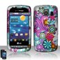 Hard Plastic Rubber Feel Design Case for LG Vortex VS660 - Purple and Blue Flowers
