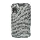 Hard Plastic Bling Rhinestone Design Case for Motorola Atrix 4G MB860 - Silver Zebra