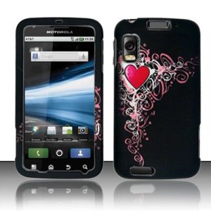 Hard Plastic Rubber Feel Design Case for Motorola Atrix 4G MB860 - Royal Heart