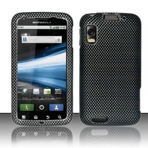 Hard Plastic Rubber Feel Design Case for Motorola Atrix 4G MB860 - Carbon Fiber