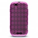 Crystal Gel Check Design Skin Case for Motorola Cliq MB200 - Hot Pink