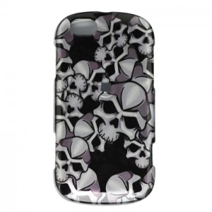 Hard Plastic Design Case for Motorola Cliq XT - Black Skulls