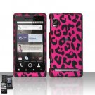 Hard Plastic Rubber Feel Design Case for Motorola Droid 2 A955 - Hot Pink Leopard