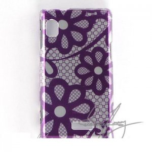 Hard Plastic Design Case for Motorola Droid 2 A955 - Purple Flower Lace