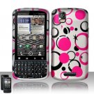 Hard Plastic Rubber Feel Design Case for Motorola Droid Pro T610 - Black and Pink Dots