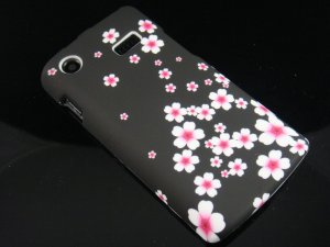 Hard Plastic Rubber Feel Design Case for Samsung Captivate i897 - Cherry Blossom