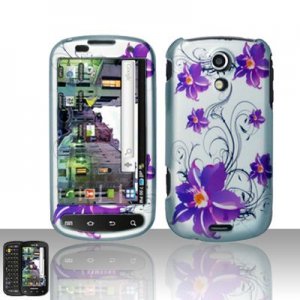 Hard Plastic Rubber Feel Design Case for Samsung Epic 4G - Purple Flowers
