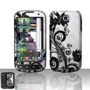 Hard Plastic Rubber Feel Design Case for Samsung Epic 4G - Silver and Black Vines