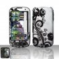 Hard Plastic Rubber Feel Design Case for Samsung Epic 4G - Silver and Black Vines