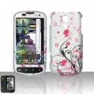 Hard Plastic Rubber Feel Design Case for Samsung Epic 4G - Silver and Pink Flowers