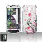 Hard Plastic Rubber Feel Design Case for Samsung Epic 4G - Silver and Pink Flowers