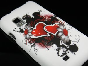 Hard Plastic Rubber Feel Design Case for Samsung Fascinate i500 - Inked Heart
