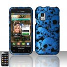 Hard Plastic Rubber Feel Design Case for Samsung Fascinate i500 - Blue Skulls