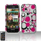 Hard Plastic Rubber Feel Design Case for Samsung Fascinate i500 - Black and Pink Dots
