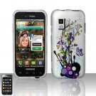 Hard Plastic Rubber Feel Design Case for Samsung Fascinate i500 - Silver and Purple Garden