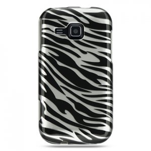 Hard Plastic Design Cover Case for Samsung Galaxy Indulge R910 - Silver and Black Zebra