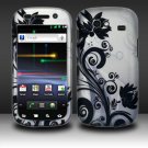 Hard Plastic Rubber Feel Design Case for Samsung Nexus S i920 - Silver and Black Vines