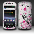 Hard Plastic Rubber Feel Design Case for Samsung Nexus S i920 - Silver and Pink Flowers