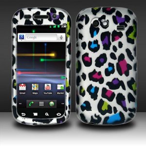 Hard Plastic Rubber Feel Design Case for Samsung Nexus S i920 - Rainbow Leopard