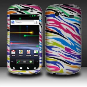 Hard Plastic Rubber Feel Design Case for Samsung Nexus S i920 - Rainbow Zebra