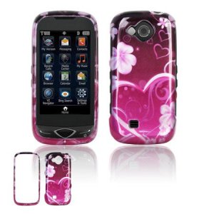 Hard Plastic Design Cover Case for Samsung Reality U820 - Pink Flower Heart