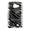 Hard Plastic Design Cover Case for Samsung Transform M920 - Silver and Black Zebra