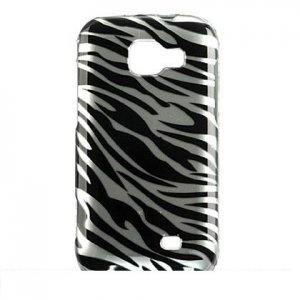 Hard Plastic Design Cover Case for Samsung Transform M920 - Silver and Black Zebra