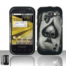Hard Plastic Rubber Feel Design Case for Samsung Transform M920 - Ace of Spade Skull