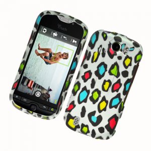 Hard Plastic Rubber Feel Design Case for HTC Mytouch Slide 4G - Colorful Leopard