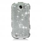 Hard Plastic Bling Rhinestone Design Case for HTC Mytouch Slide 4G - Silver