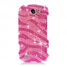 Hard Plastic Bling Rhinestone Design Case for HTC Mytouch Slide 4G - Hot Pink Zebra