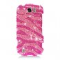 Hard Plastic Bling Rhinestone Design Case for HTC Mytouch Slide 4G - Hot Pink Zebra