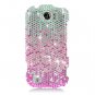 Hard Plastic Bling Rhinestone Design Case for HTC Mytouch Slide 4G - Silver and Pink Waterfall