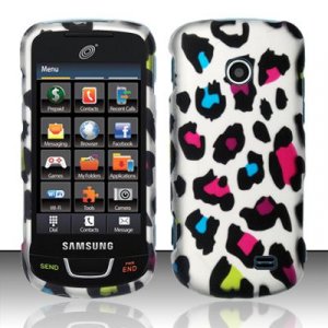 Hard Plastic Rubber Feel Design Case for Samsung StraightTalk T528 - Rainbow Leopard