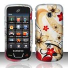Hard Plastic Rubber Feel Design Case for Samsung StraightTalk T528 - Red and Gold Flowers