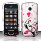Hard Plastic Rubber Feel Design Case for Samsung StraightTalk T528 - Silver and Pink Flowers