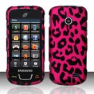 Hard Plastic Rubber Feel Design Case for Samsung StraightTalk T528 - Hot Pink Leopard