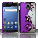 Hard Plastic Rubber Feel Design Case for Samsung Infuse 4G i997 - Silver and Purple Vines