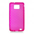 Crystal Gel Check Design Skin Case for Samsung Galaxy S II i9100 - Hot Pink