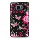 Hard Plastic Design Cover Case for Samsung Galaxy S II i9100 - Pink Butterfly