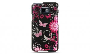 Hard Plastic Design Cover Case for Samsung Galaxy S II i9100 - Pink Butterfly