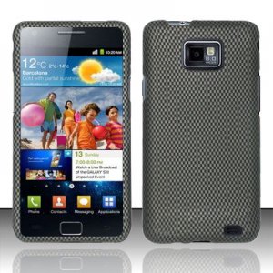 Hard Plastic Rubber Feel Design Case for Samsung Galaxy S II i9100 - Carbon Fiber