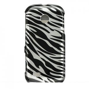 Hard Plastic Design Cover Case for Samsung Eternity II A597 - Silver and Black Zebra