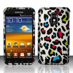 Hard Plastic Rubber Feel Design Case for Samsung Galaxy S II Epic 4G Touch - Rainbow Leopard