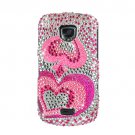 Hard Plastic Bling Rhinestone Design Case for Samsung Droid Charge i510/i520 - Pink Hearts