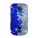Hard Plastic Bling Rhinestone Design Case for Samsung Droid Charge i510/i520 - Silver & Blue Pearls