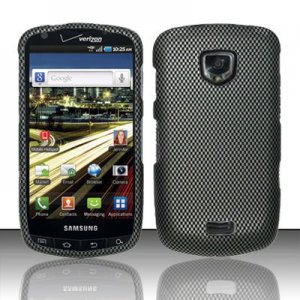 Hard Plastic Rubber Feel Design Case for Samsung Droid Charge i510/i520 - Carbon Fiber