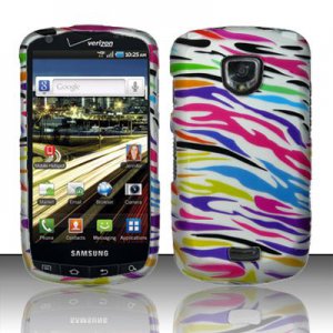Hard Plastic Rubber Feel Design Case for Samsung Droid Charge i510/i520 - Rainbow Zebra