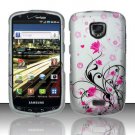 Hard Plastic Rubber Feel Design Case for Samsung Droid Charge i510/i520 - Silver and Pink Flowers
